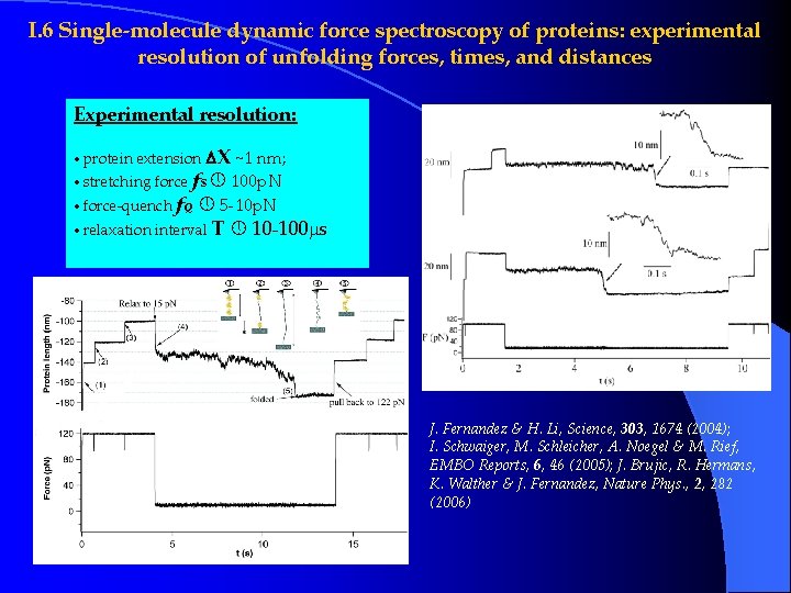 I. 6 Single-molecule dynamic force spectroscopy of proteins: experimental resolution of unfolding forces, times, I. 6 Single-molecule dynamic force spectroscopy of proteins: experimental resolution of unfolding forces, times,