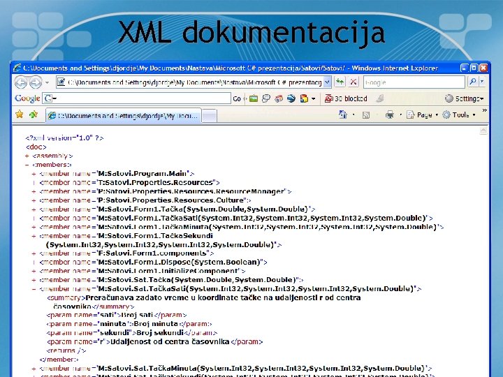 XML dokumentacija 