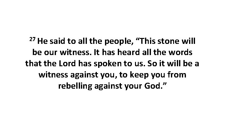 27 He said to all the people, “This stone will be our witness. It