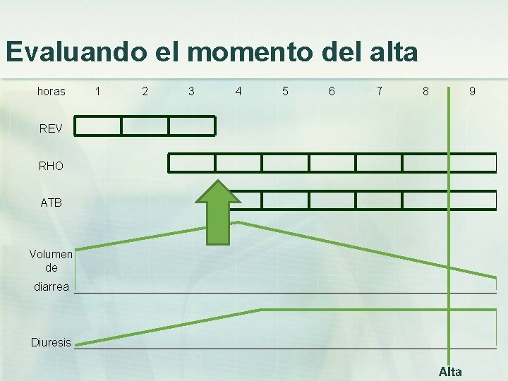 Evaluando el momento del alta horas REV 1 2 RHO 3 4 5 6