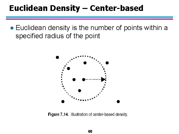 Euclidean Density – Center-based l Euclidean density is the number of points within a