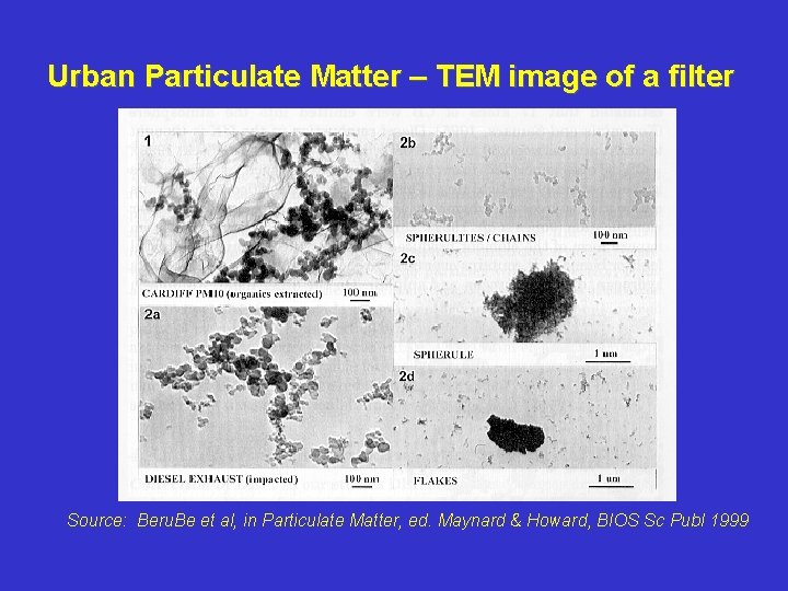 Urban Particulate Matter – TEM image of a filter Source: Beru. Be et al,