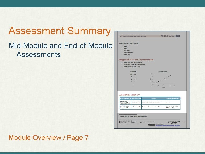 Assessment Summary Mid-Module and End-of-Module Assessments Module Overview / Page 7 