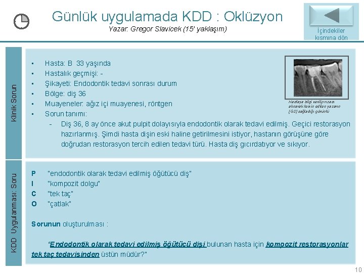 Günlük uygulamada KDD : Oklüzyon KDD Uygulanması: Soru Klinik Sorun Yazar: Gregor Slavicek (15’ Günlük uygulamada KDD : Oklüzyon KDD Uygulanması: Soru Klinik Sorun Yazar: Gregor Slavicek (15’