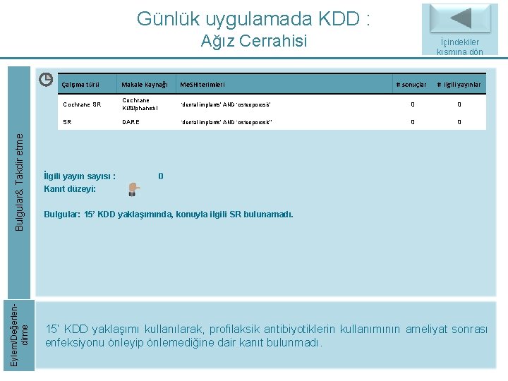 Günlük uygulamada KDD : Eylem/Değerlendirme Bulgular& Takdir etme Ağız Cerrahisi Çalışma türü Makale Kaynağı Günlük uygulamada KDD : Eylem/Değerlendirme Bulgular& Takdir etme Ağız Cerrahisi Çalışma türü Makale Kaynağı