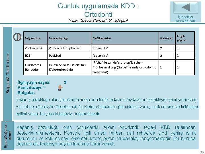 Günlük uygulamada KDD : Ortodonti İçindekiler Back to Index kısmına dön Bulgular& Takdir etme Günlük uygulamada KDD : Ortodonti İçindekiler Back to Index kısmına dön Bulgular& Takdir etme