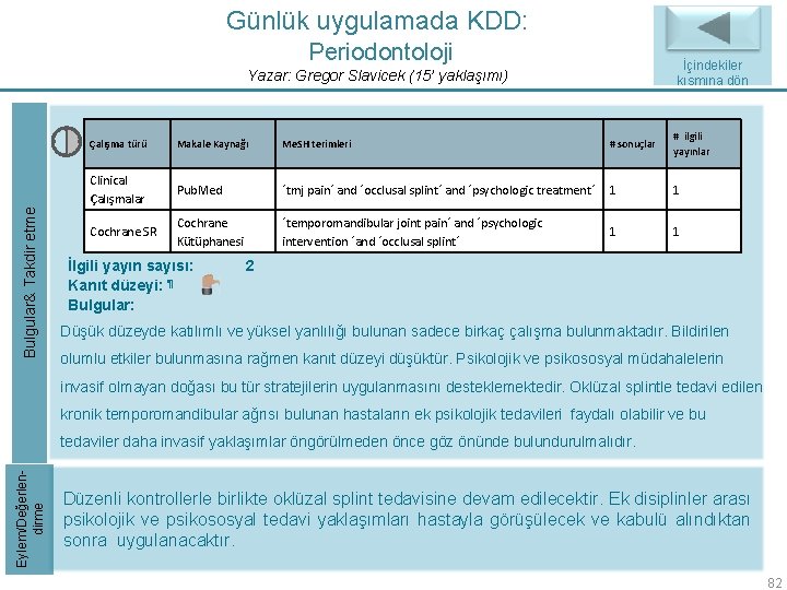 Günlük uygulamada KDD: Periodontoloji İçindekiler Back to Index kısmına dön Bulgular& Takdir etme Yazar: Günlük uygulamada KDD: Periodontoloji İçindekiler Back to Index kısmına dön Bulgular& Takdir etme Yazar: