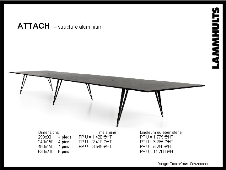 ATTACH – structure aluminium Dimensions 290 x 90 4 pieds 240 x 150 4