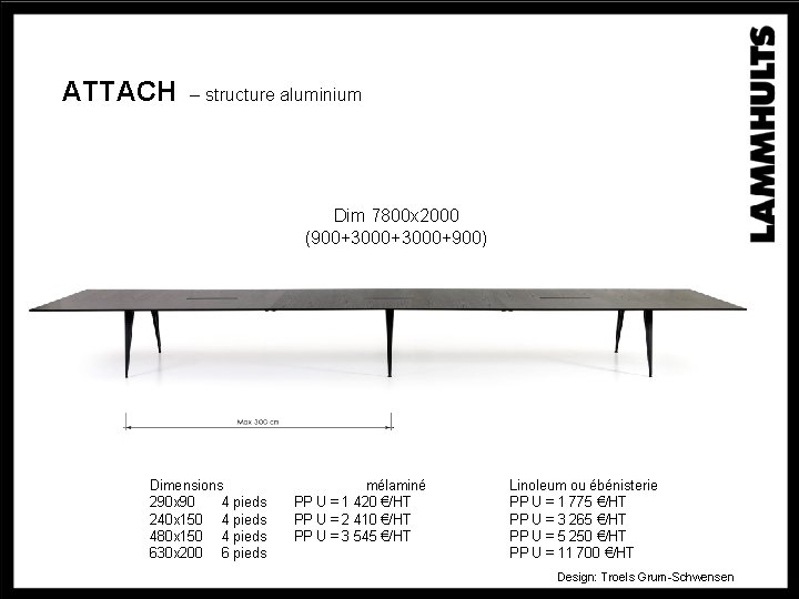 ATTACH – structure aluminium Dim 7800 x 2000 (900+3000+900) Dimensions 290 x 90 4