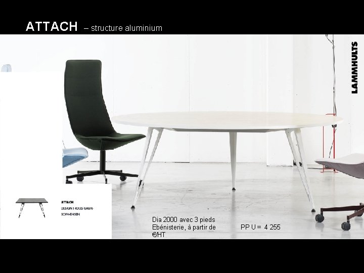 ATTACH – structure aluminium Dia 2000 avec 3 pieds Ebénisterie, à partir de €/HT