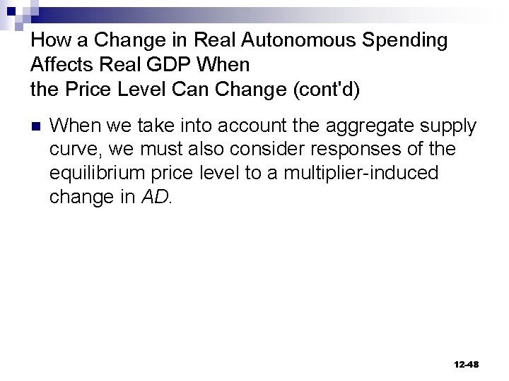 How a Change in Real Autonomous Spending Affects Real GDP When the Price Level