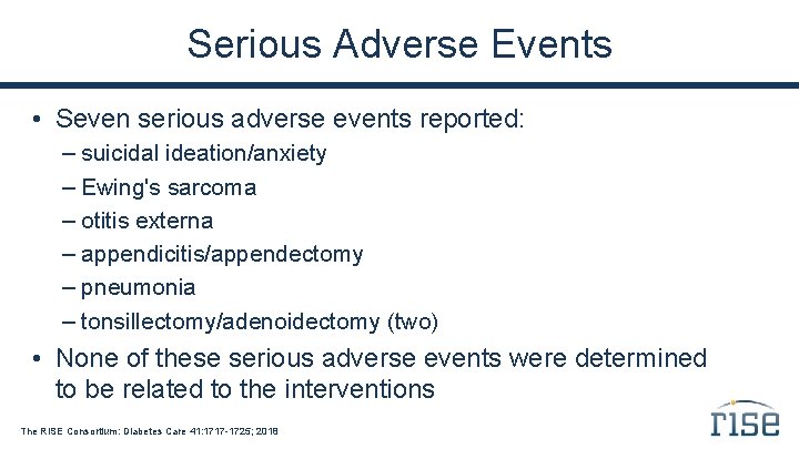 Serious Adverse Events • Seven serious adverse events reported: – suicidal ideation/anxiety – Ewing's