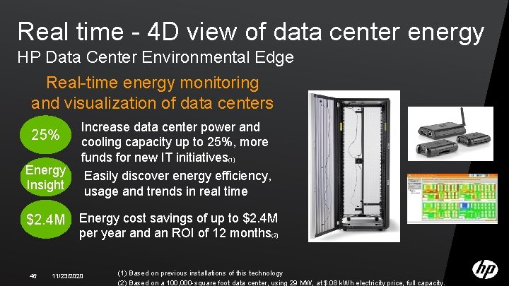 Real time - 4 D view of data center energy HP Data Center Environmental