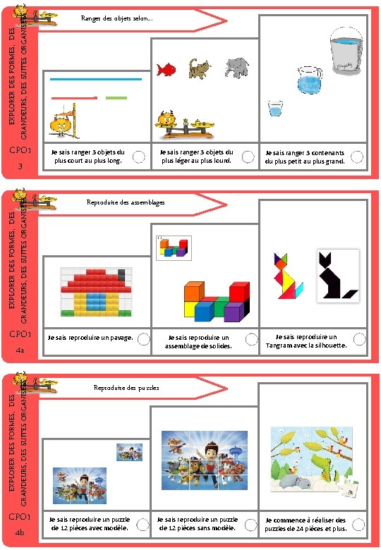 EXPLORER DES FORMES, DES GRANDEURS, DES SUITES ORGANISEES CPO 1 3 EXPLORER DES FORMES,