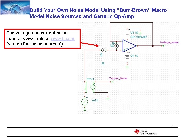 Build Your Own Noise Model Using “Burr-Brown” Macro Model Noise Sources and Generic Op-Amp