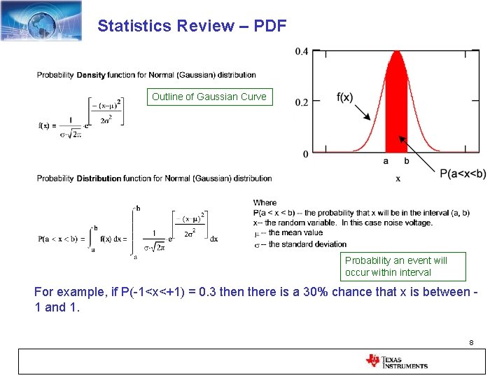 Statistics Review – PDF Outline of Gaussian Curve Probability an event will occur within