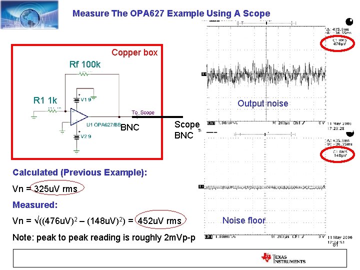 Measure The OPA 627 Example Using A Scope Copper box Rf 100 k R