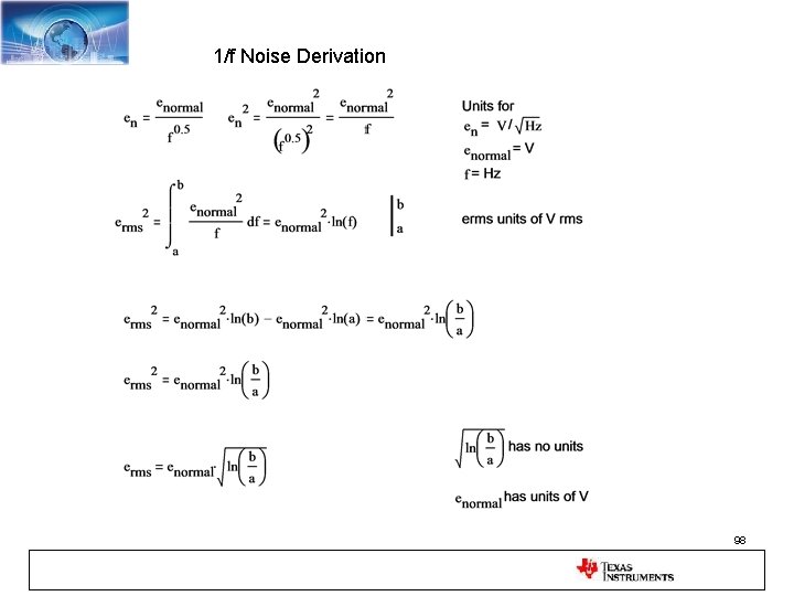 1/f Noise Derivation 98 