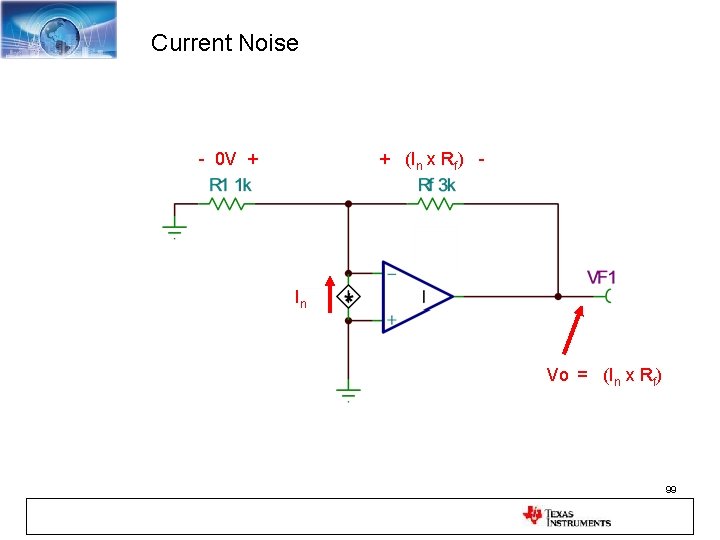 Current Noise - 0 V + + (In x Rf) - In Vo =