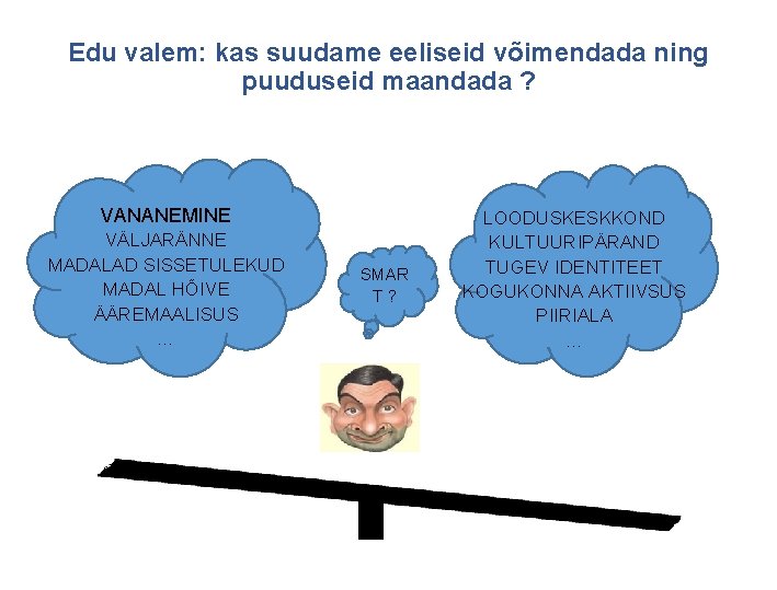 Edu valem: kas suudame eeliseid võimendada ning puuduseid maandada ? VANANEMINE VÄLJARÄNNE MADALAD SISSETULEKUD