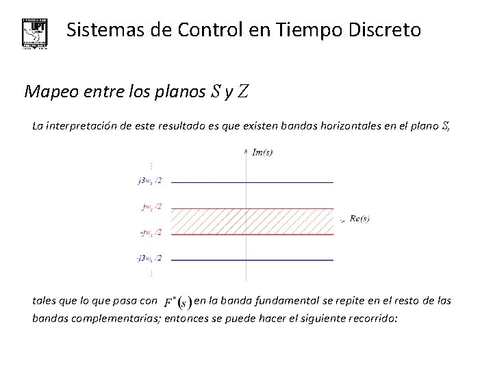 Sistemas de Control en Tiempo Discreto Mapeo entre los planos S y Z La