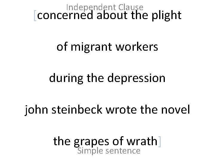 Independent Clause [concerned about the plight of migrant workers during the depression john steinbeck