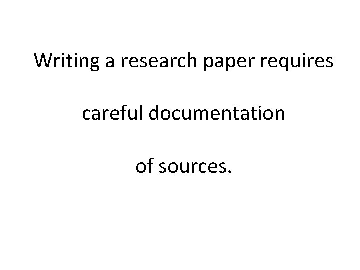 Writing a research paper requires careful documentation of sources. 