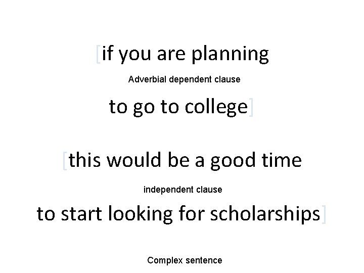 [if you are planning Adverbial dependent clause to go to college] [this would be