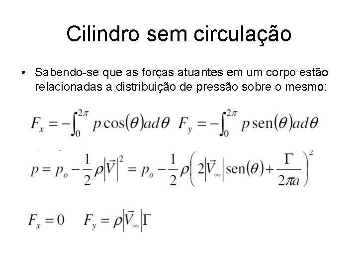 Cilindro sem circulação • Sabendo-se que as forças atuantes em um corpo estão relacionadas