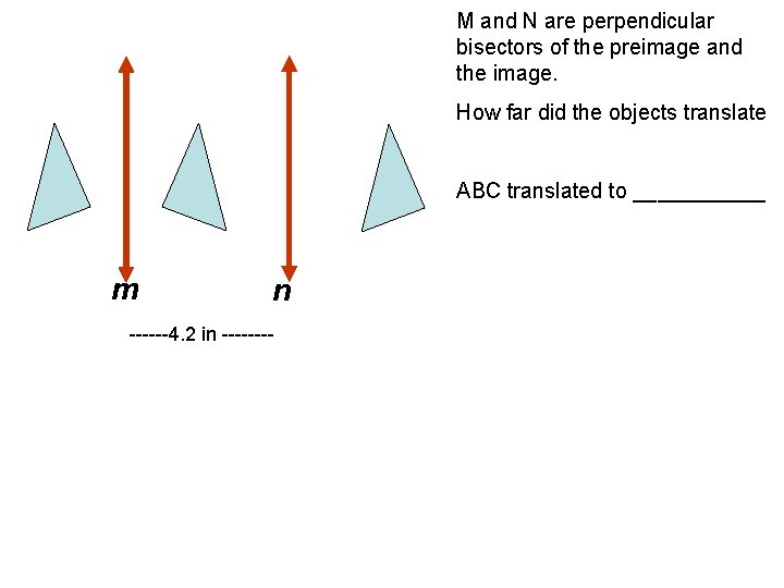 M and N are perpendicular bisectors of the preimage and the image. How far