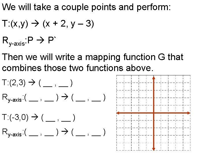 We will take a couple points and perform: T: (x, y) (x + 2,