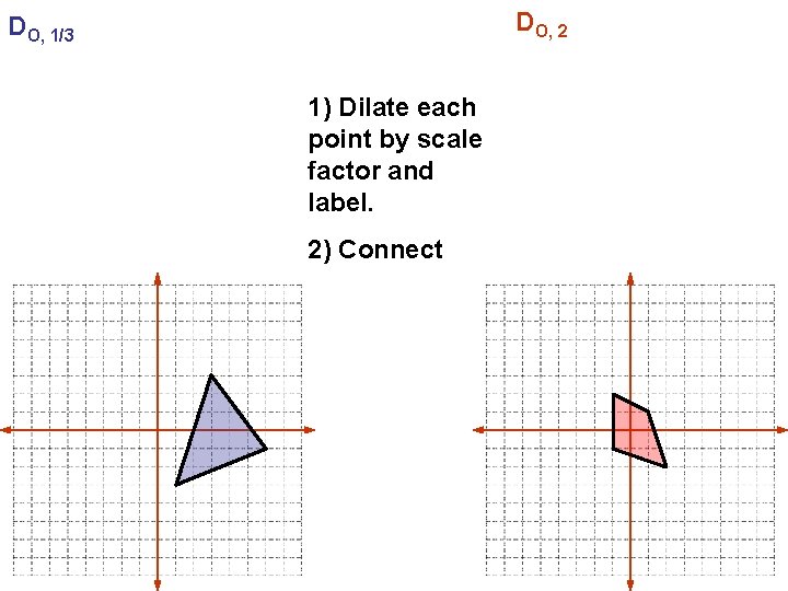 DO, 2 DO, 1/3 1) Dilate each point by scale factor and label. 2)
