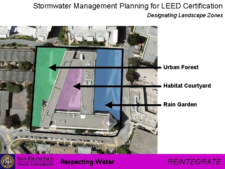 Stormwater Management Planning for LEED Certification Designating Landscape Zones Urban Forest Habitat Courtyard Rain