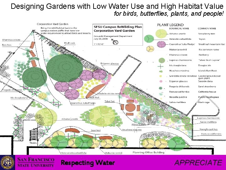 Designing Gardens with Low Water Use and High Habitat Value for birds, butterflies, plants,