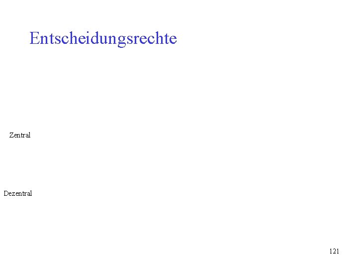 Entscheidungsrechte Zentral Dezentral 121 Entscheidungsrechte Zentral Dezentral 121