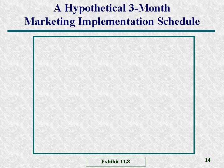 A Hypothetical 3 -Month Marketing Implementation Schedule Exhibit 11. 8 14 