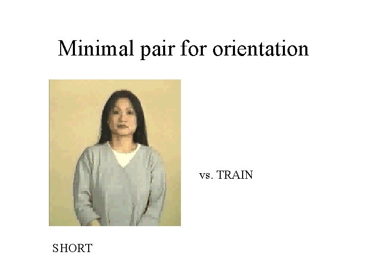 Minimal pair for orientation vs. TRAIN SHORT Minimal pair for orientation vs. TRAIN SHORT