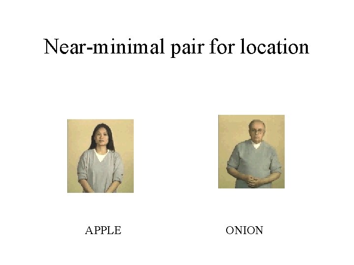 Near-minimal pair for location APPLE ONION 