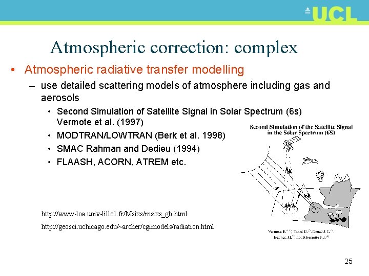 Atmospheric correction: complex • Atmospheric radiative transfer modelling – use detailed scattering models of