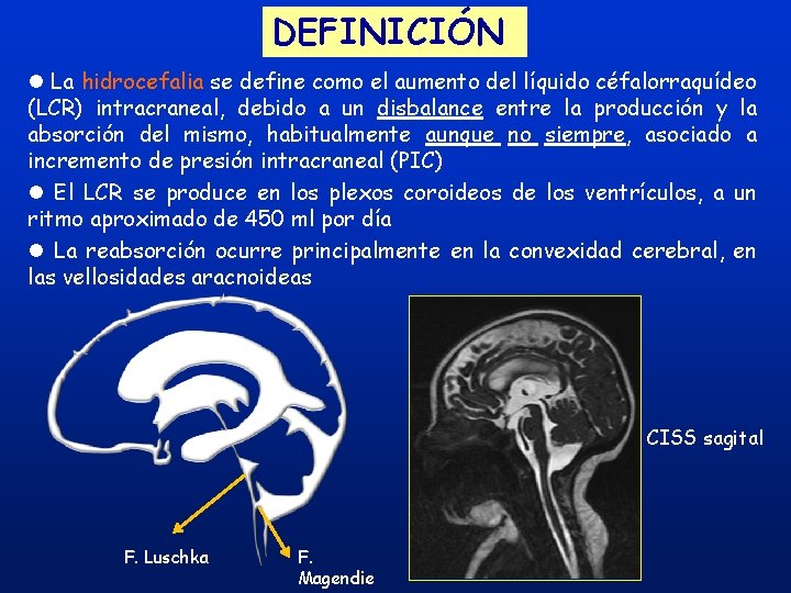 DEFINICIÓN l La hidrocefalia se define como el aumento del líquido céfalorraquídeo (LCR) intracraneal, DEFINICIÓN l La hidrocefalia se define como el aumento del líquido céfalorraquídeo (LCR) intracraneal,
