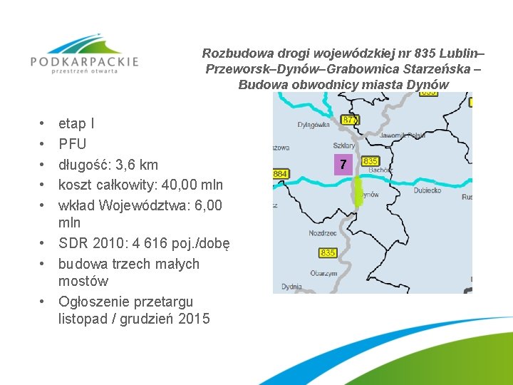 Rozbudowa drogi wojewódzkiej nr 835 Lublin– Przeworsk–Dynów–Grabownica Starzeńska – Budowa obwodnicy miasta Dynów •