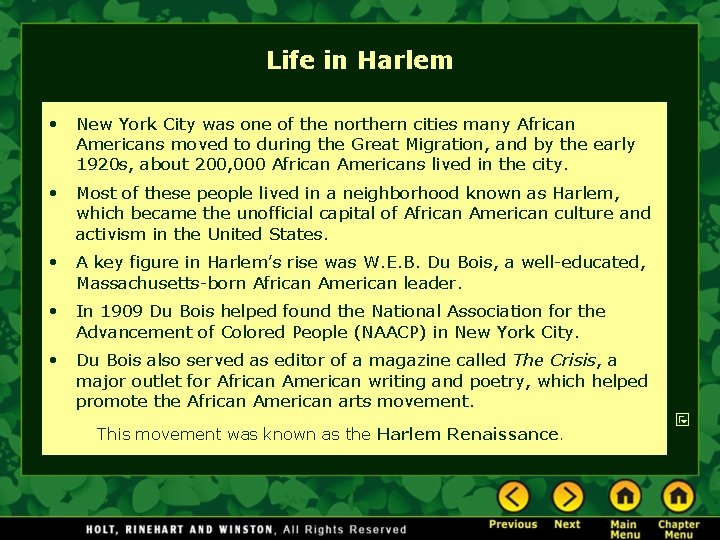 Life in Harlem • New York City was one of the northern cities many