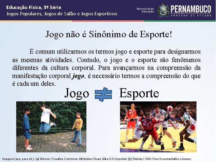 Educação Física, 3º Série Jogos Populares, Jogos de Salão e Jogos Esportivos Jogo não