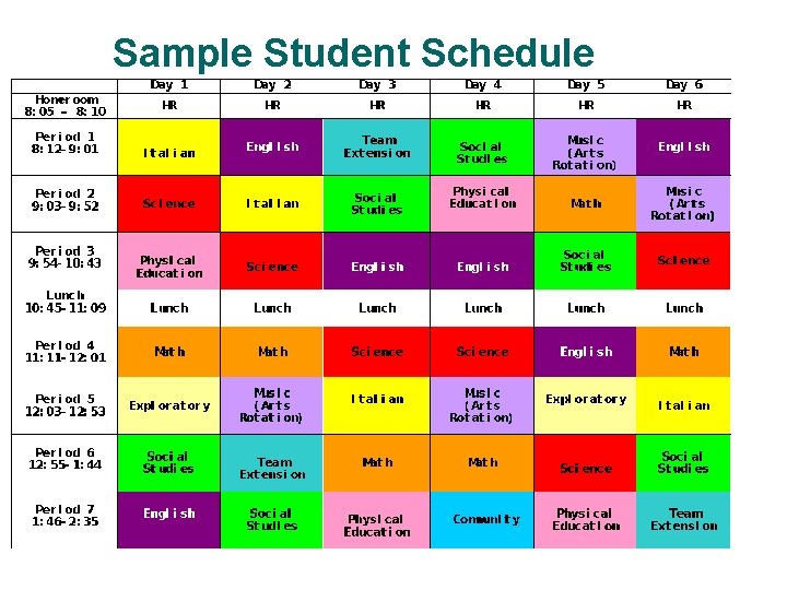 Sample Student Schedule 