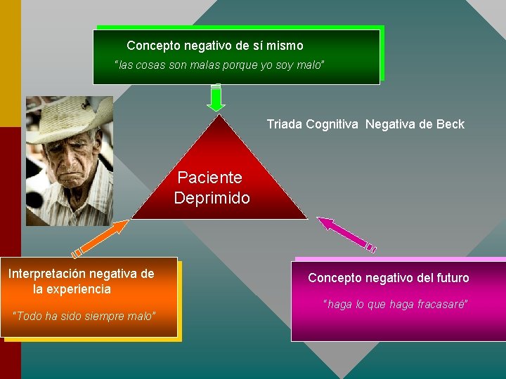 Concepto negativo de sí mismo “las cosas son malas porque yo soy malo” Triada