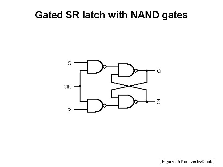 Gated SR latch with NAND gates S Q Clk Q R [ Figure 5.