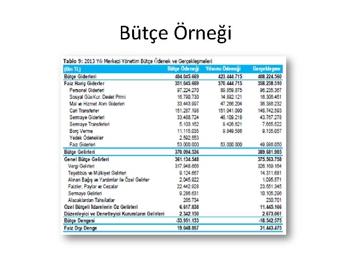 Bütçe Örneği 