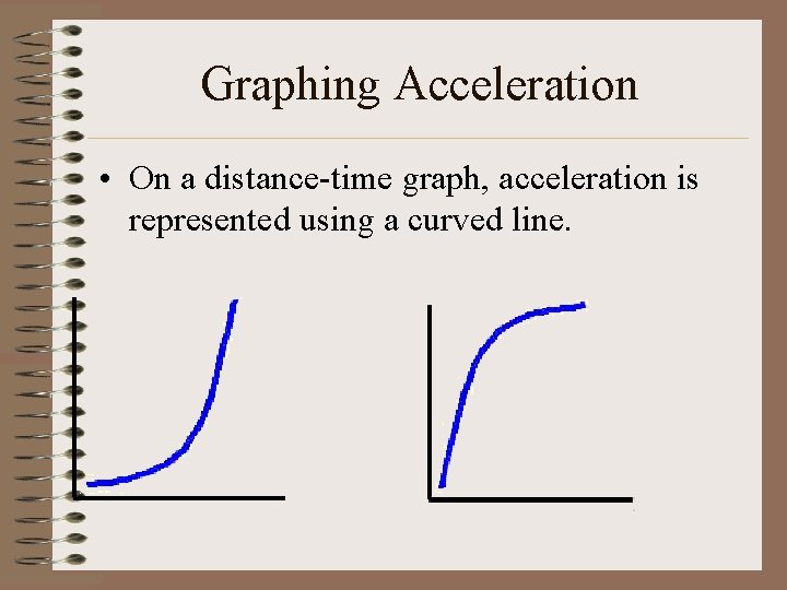 Graphing Acceleration • On a distance-time graph, acceleration is represented using a curved line.