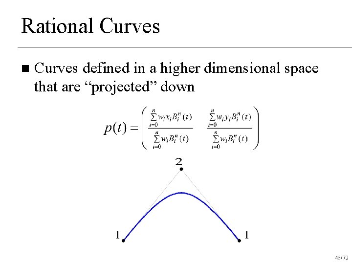 Rational Curves n Curves defined in a higher dimensional space that are “projected” down