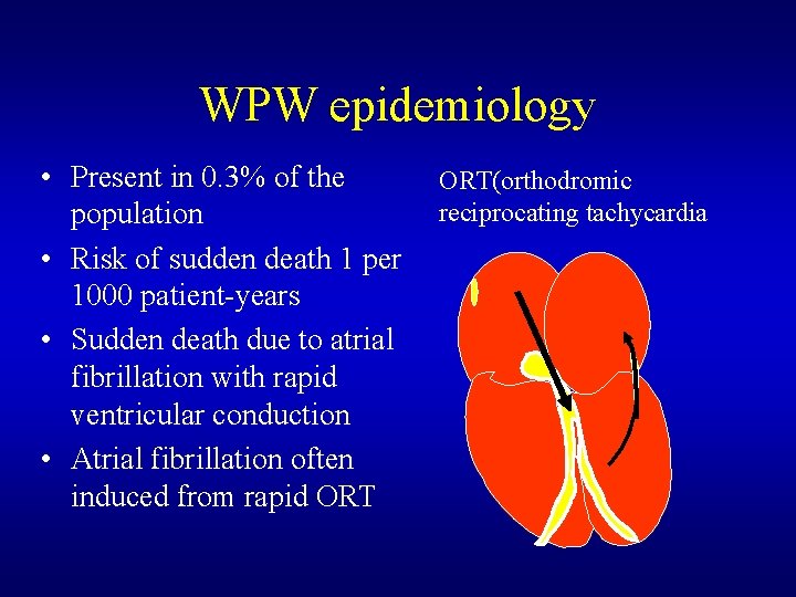 WPW epidemiology • Present in 0. 3% of the population • Risk of sudden WPW epidemiology • Present in 0. 3% of the population • Risk of sudden